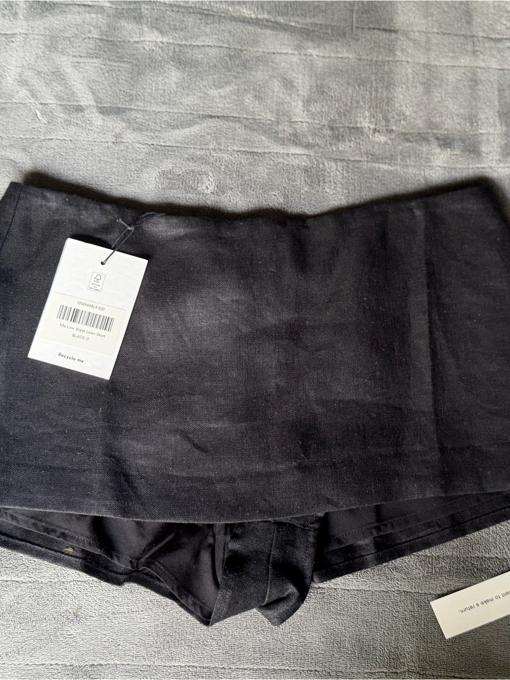 Reformation Black Mia Low Rise Linen Skort